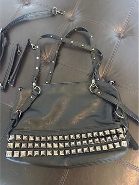 Pleather Black Studded Bag